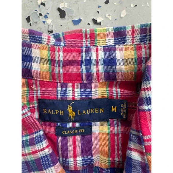 Ralph‎ Lauren Classic Fit Plaid Button Down Shirt Mens Medium Colorful - Picture 3 of 3